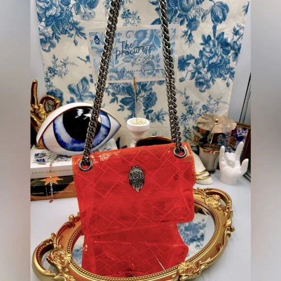 🆕 KURT GEIGER LONDON 🧿 NWOT Mini Kensington Crossbody Bag, Transparent Orange - Picture 2 of 15